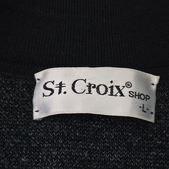 Vtg St. Croix  Men's Wool Sweater Sz L Black Geometric Minimalist Old Money - Picture 7 of 10